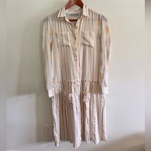 WHIM Striped Button-Down Boho Maxi Dress